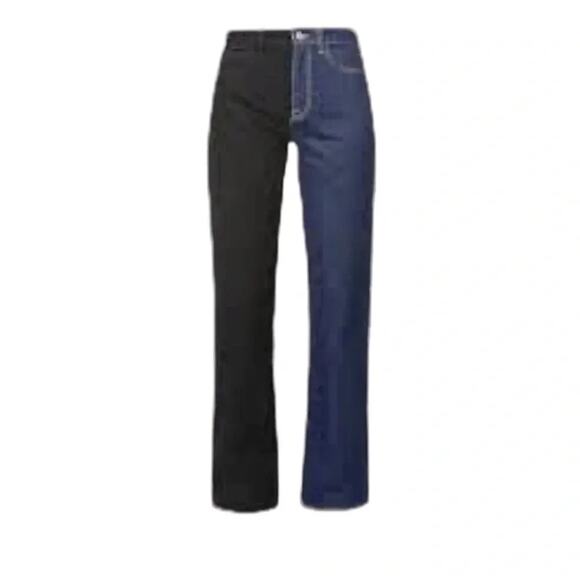 FRAME Le Jane Colour-Block StraightLeg High-Rise Stretch Denim Jeans Size27 Tall - Picture 2 of 12